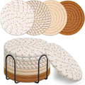 Untersetzer-Set mit Halter — abwaschbar, aus Baumwolle, 8 Stück, braun