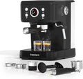 Espresso-Siebträgermaschine mit Milchaufschäumer, 20 Bar, für Pulver & Kapseln, schwarz